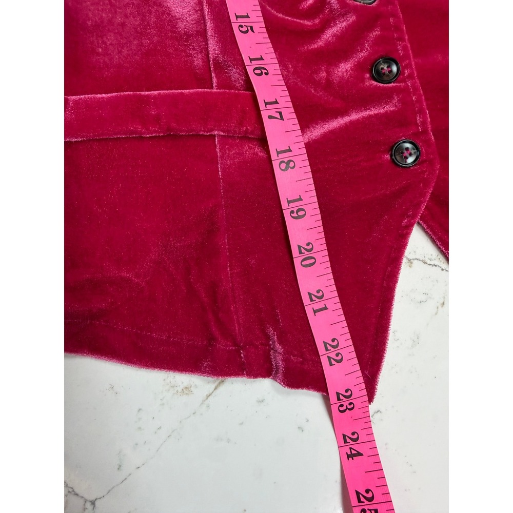 Vintage Style Magenta Pink Velvet Button Front Vest Waistcoat Womens Large  NWOT - Picture 10 of 10